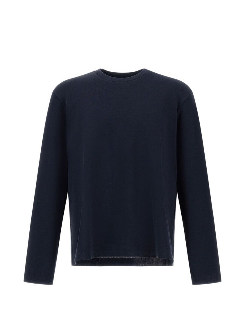 Herno Blue Cotton Crew Neck Sweater