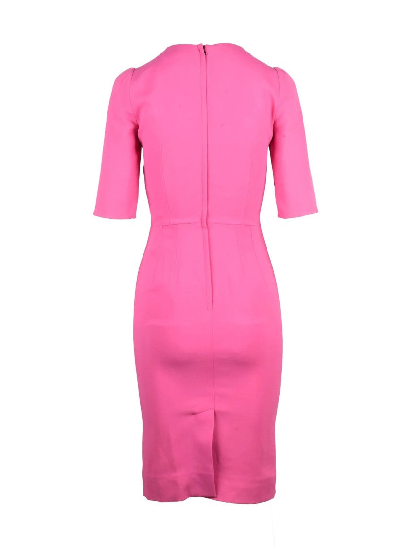 Dolce & Gabbana Refined Midi Sheath Dress With Short Sleeves And Structured Finish