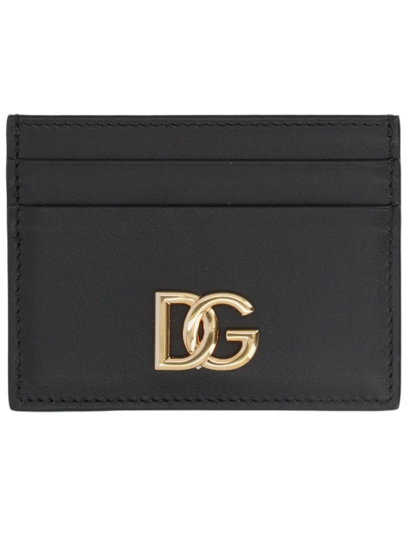 Dolce & Gabbana Smooth Leather Metallic Logo Card Holder