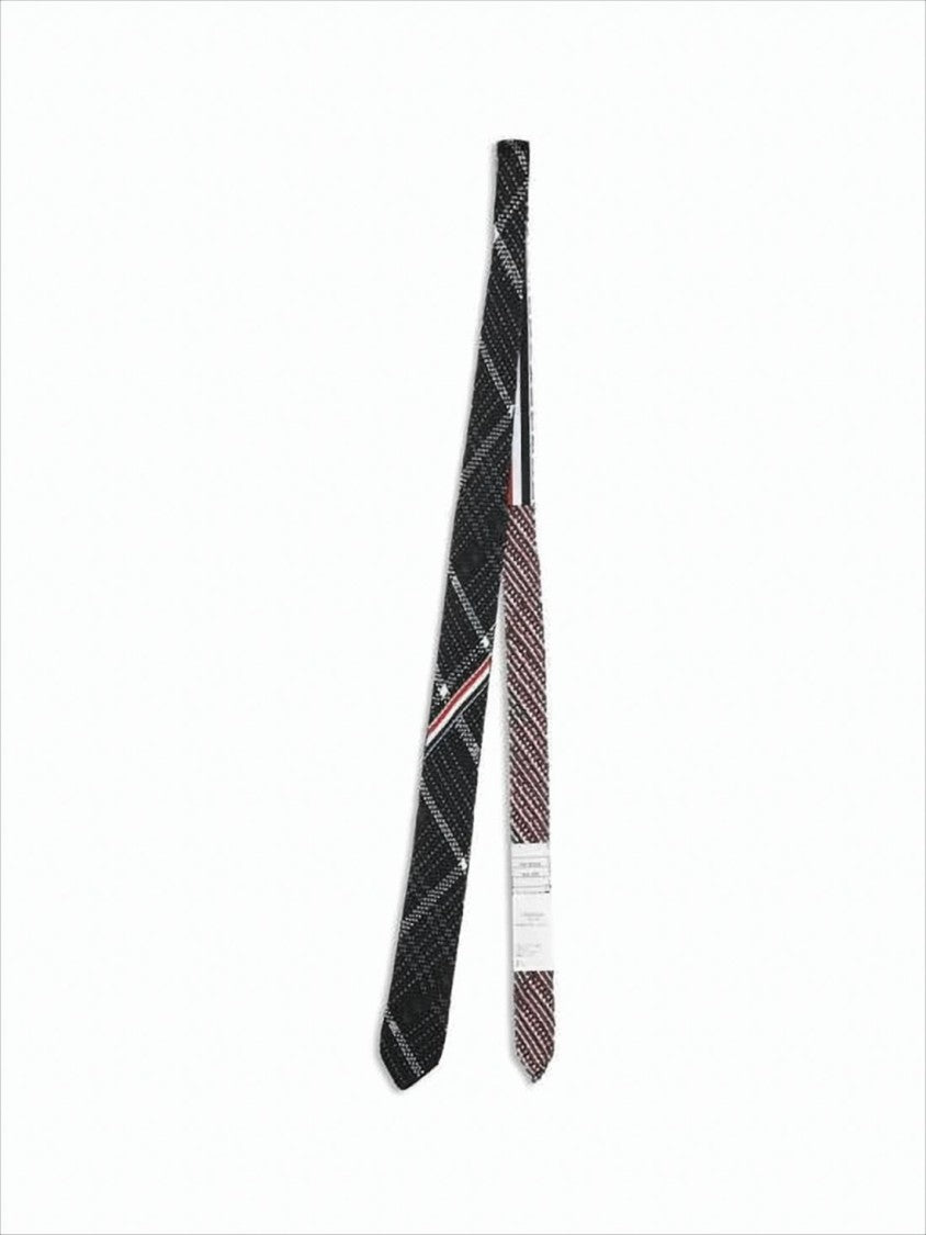 Thom Browne Dual-Pattern Slim Silk Tie