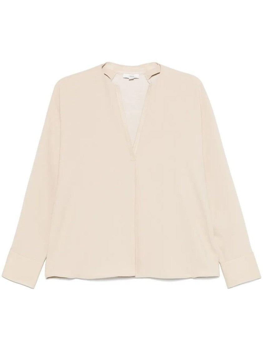 Vince Leather Trim Dolman Slv Blouse