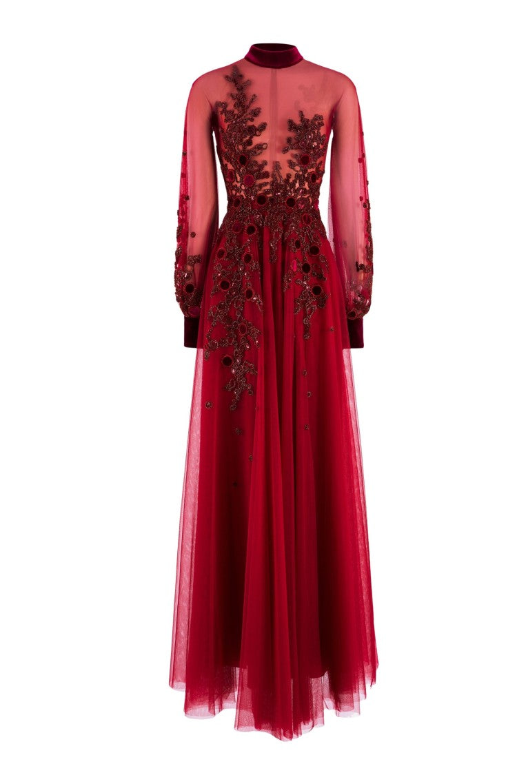 Saiid Kobeisy Embroidered Tulle Dress