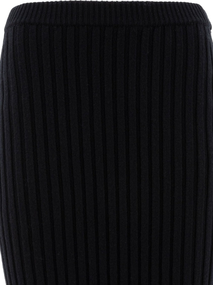 Max Mara Ribbed Black Midi Skirt