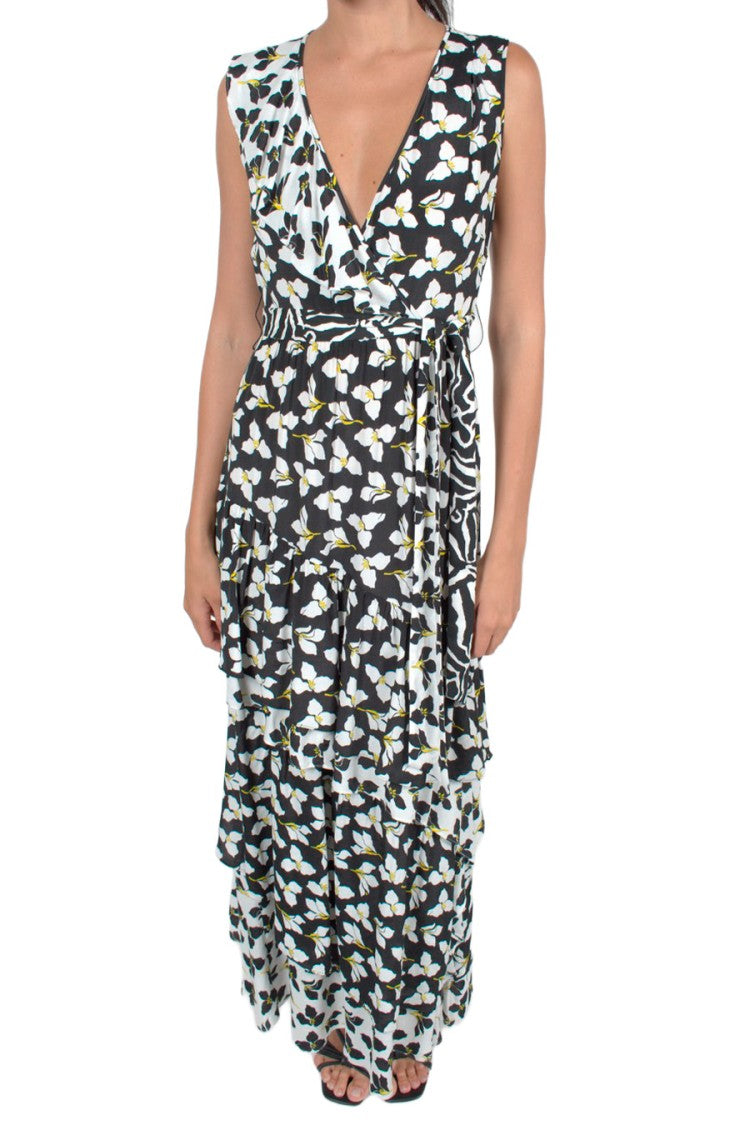 Diane Von Furstenberg Multicolor Floral Tiered Viscose-Blend Maxi Dress