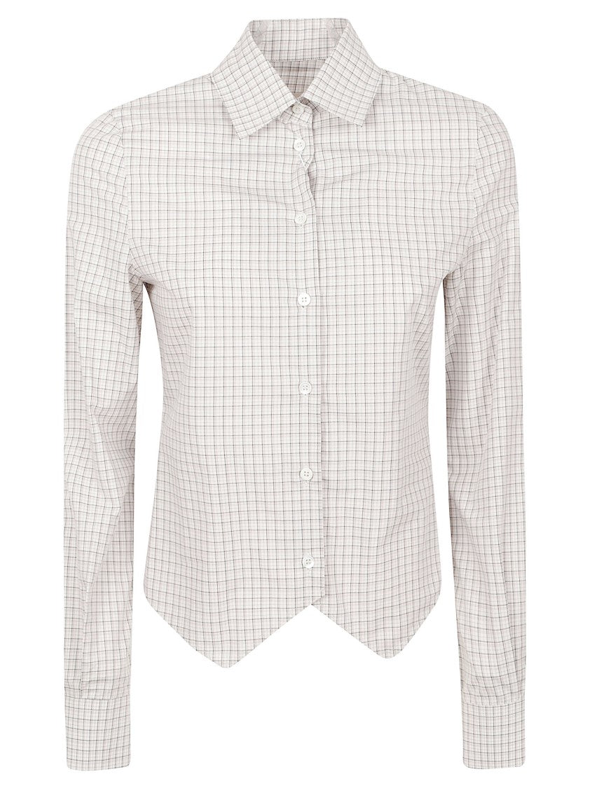 Maison Margiela Fitted Checkered Shirt With Modern V-Cut Hemline