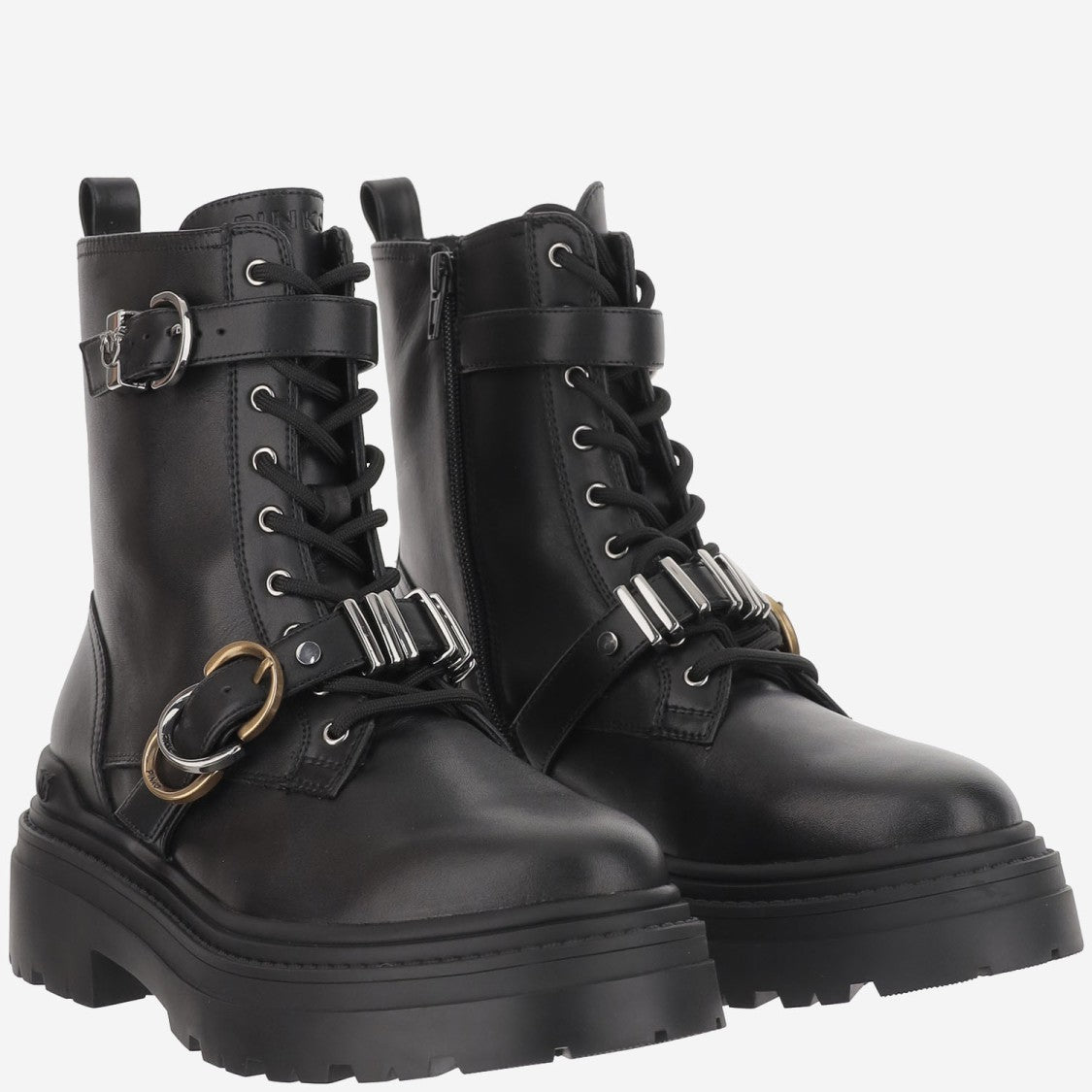 Pinko Leather Ankle Boots With Logo