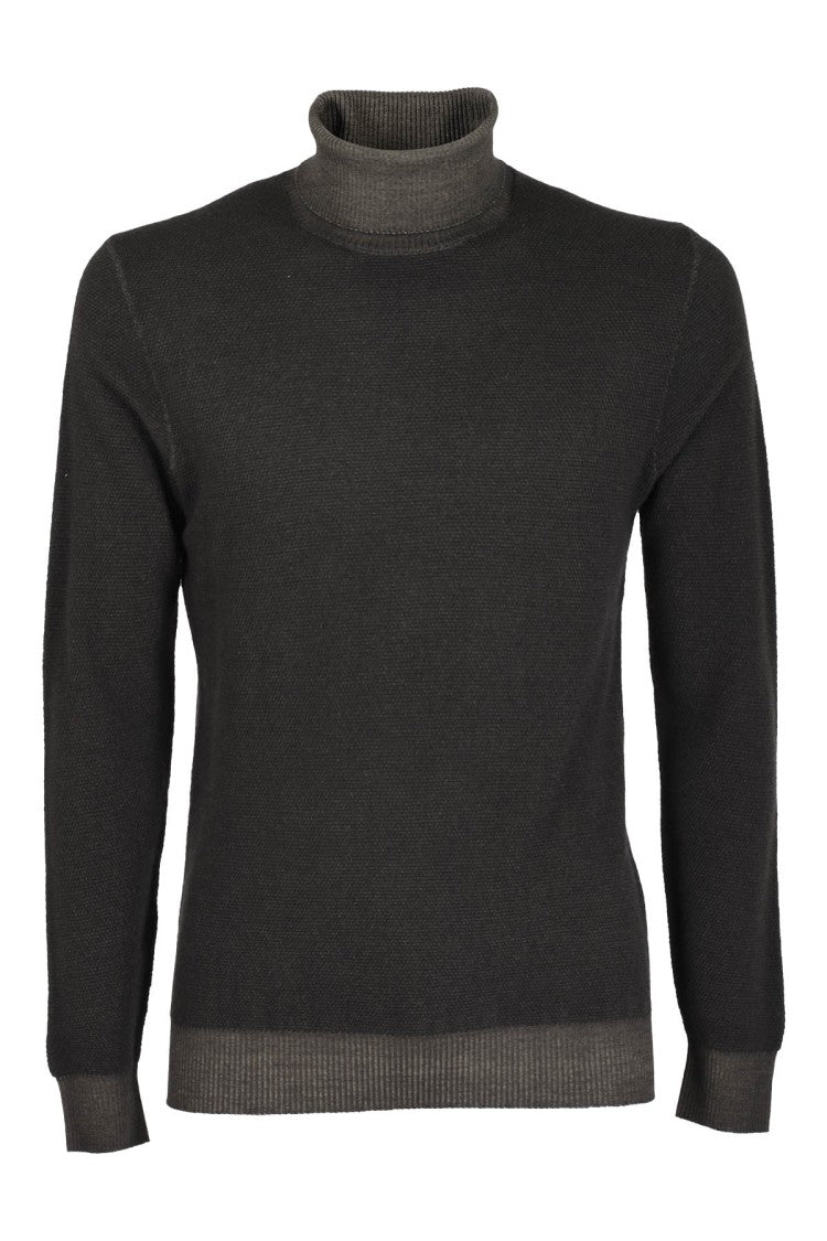 Circolo 1901 Dark Brown High-Neck Merino Wool Sweater