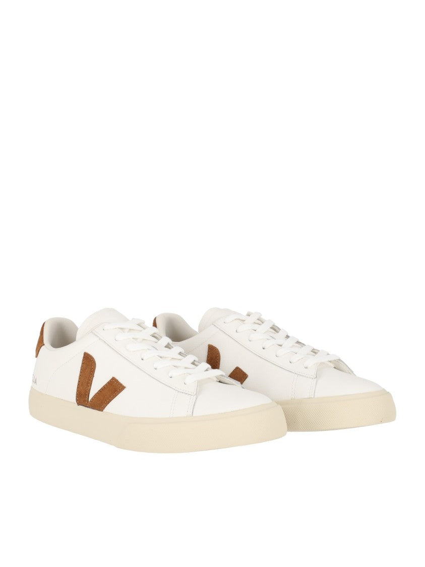 Veja White Campo Cognac Suede Accent Low-Top Sneakers