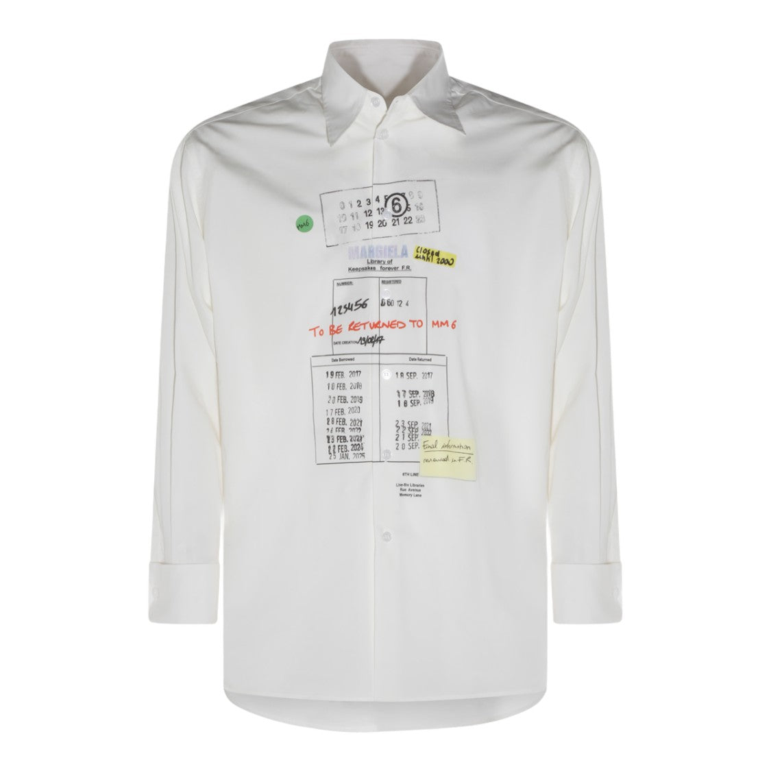 Mm6 By Maison Margiela Long-Sleeved White Shirt With Unique Graphic Design