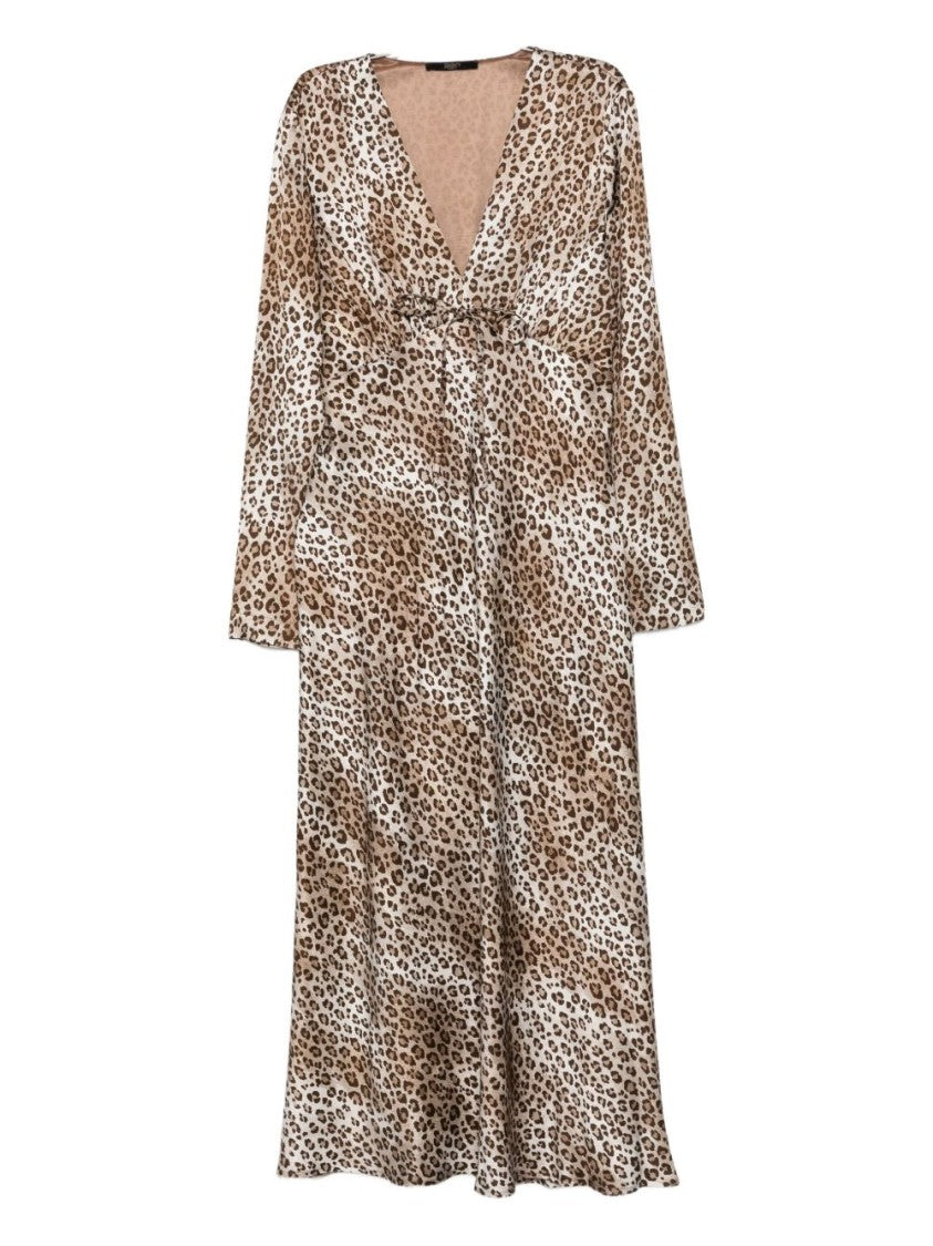 Seventy Sergio Tegon Leopard Print Midi Dress With Deep V-Neckline