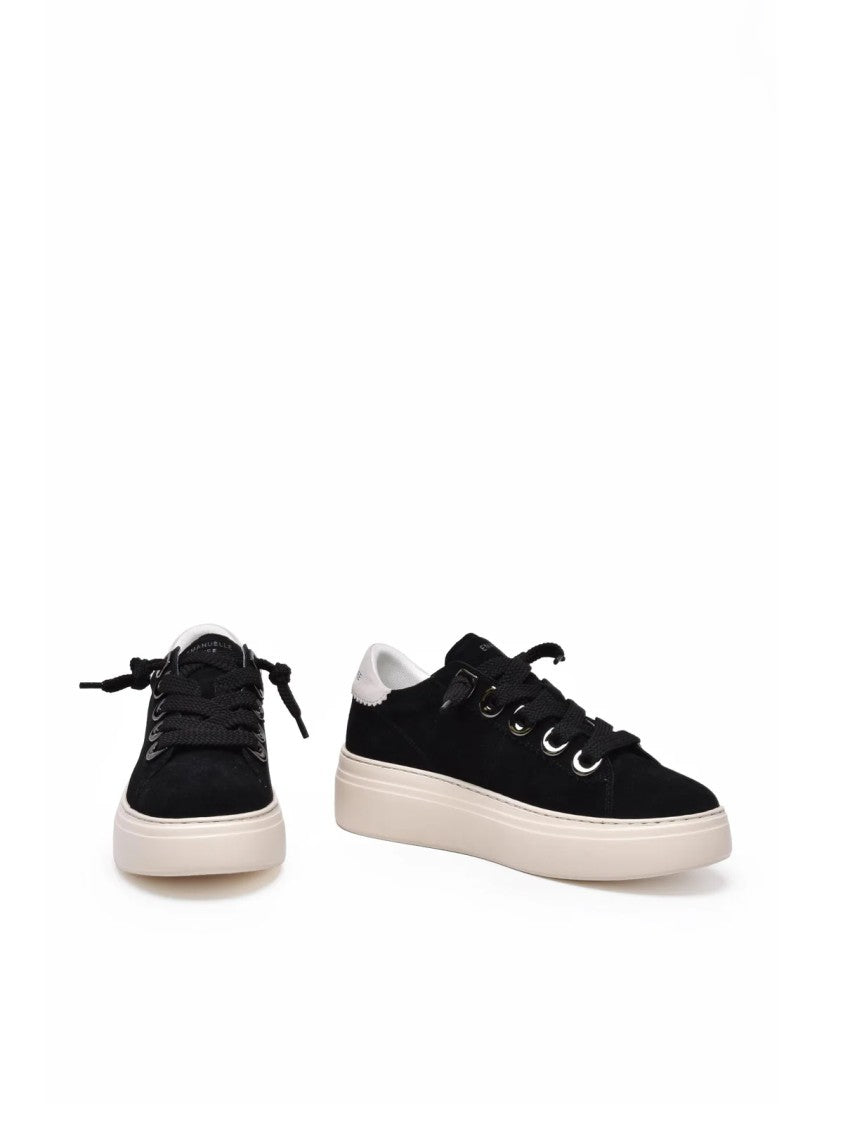 Emanuélle Vee Black Low-Top Suede Sneakers
