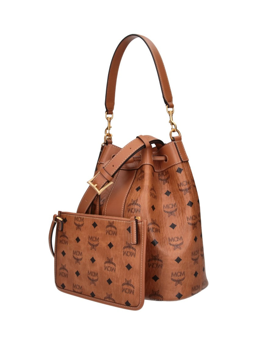 Mcm Brown Dessau Monogram Visetos Bucket Bag
