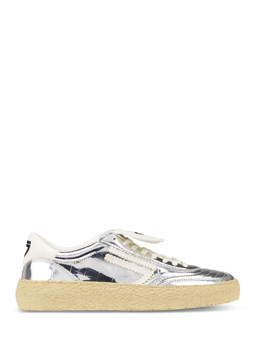 Puraai Silver Animal Print Sneakers With Textured Sole