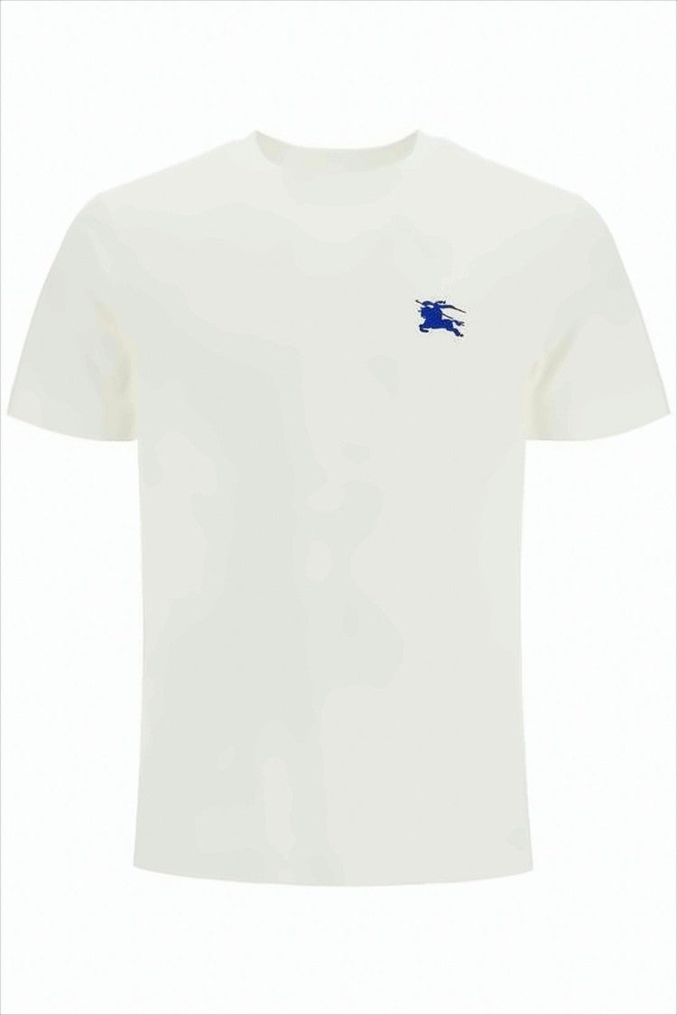 Burberry White Minimalist Cotton T-Shirt With Embroidered Logo