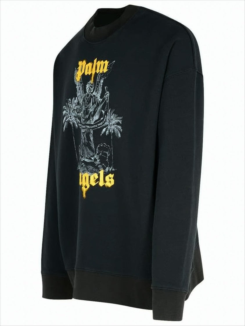 Palm Angels Relaxed-Fit Black Sweatshirt With Graphic Angel Print