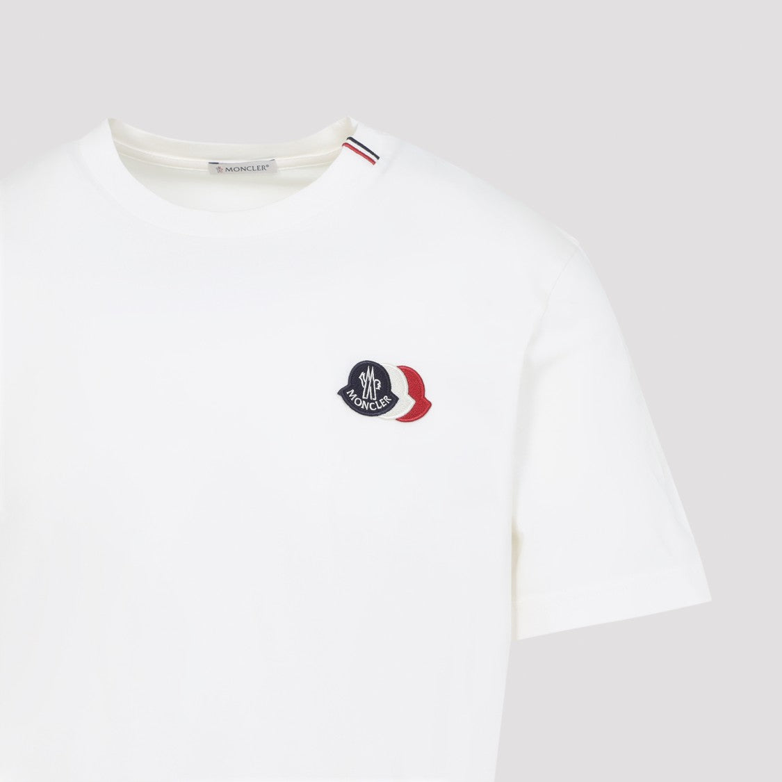 Moncler Minimalist White Cotton T-Shirt With Embroidered Logo