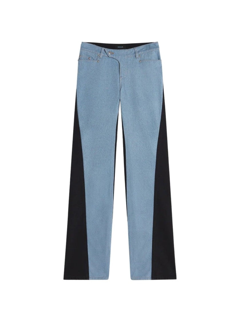 Mugler Bi-Color Straight Leg Jeans