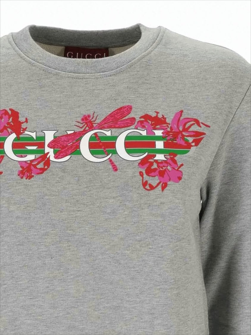 Gucci Heather Grey Long-Sleeve Sweatshirt With Graphic Motifs
