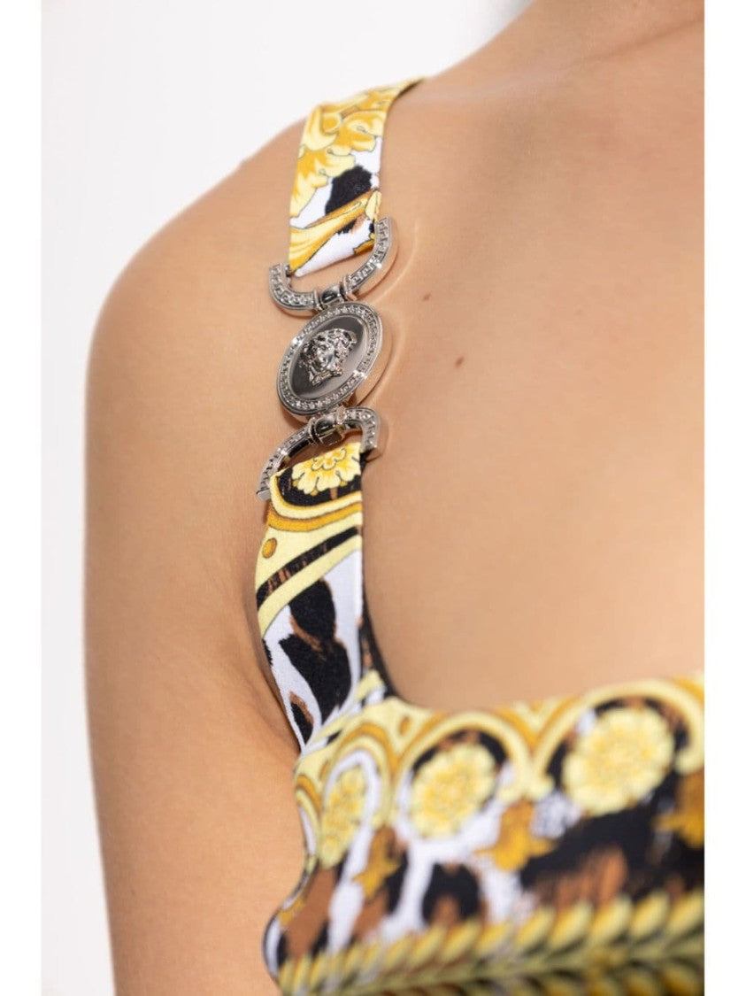Versace Leopard Print Medusa Head Midi Dress