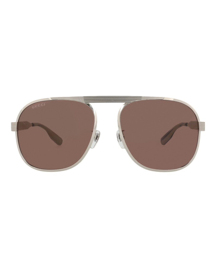 Gucci Aviator-Frame Metal Sunglasses