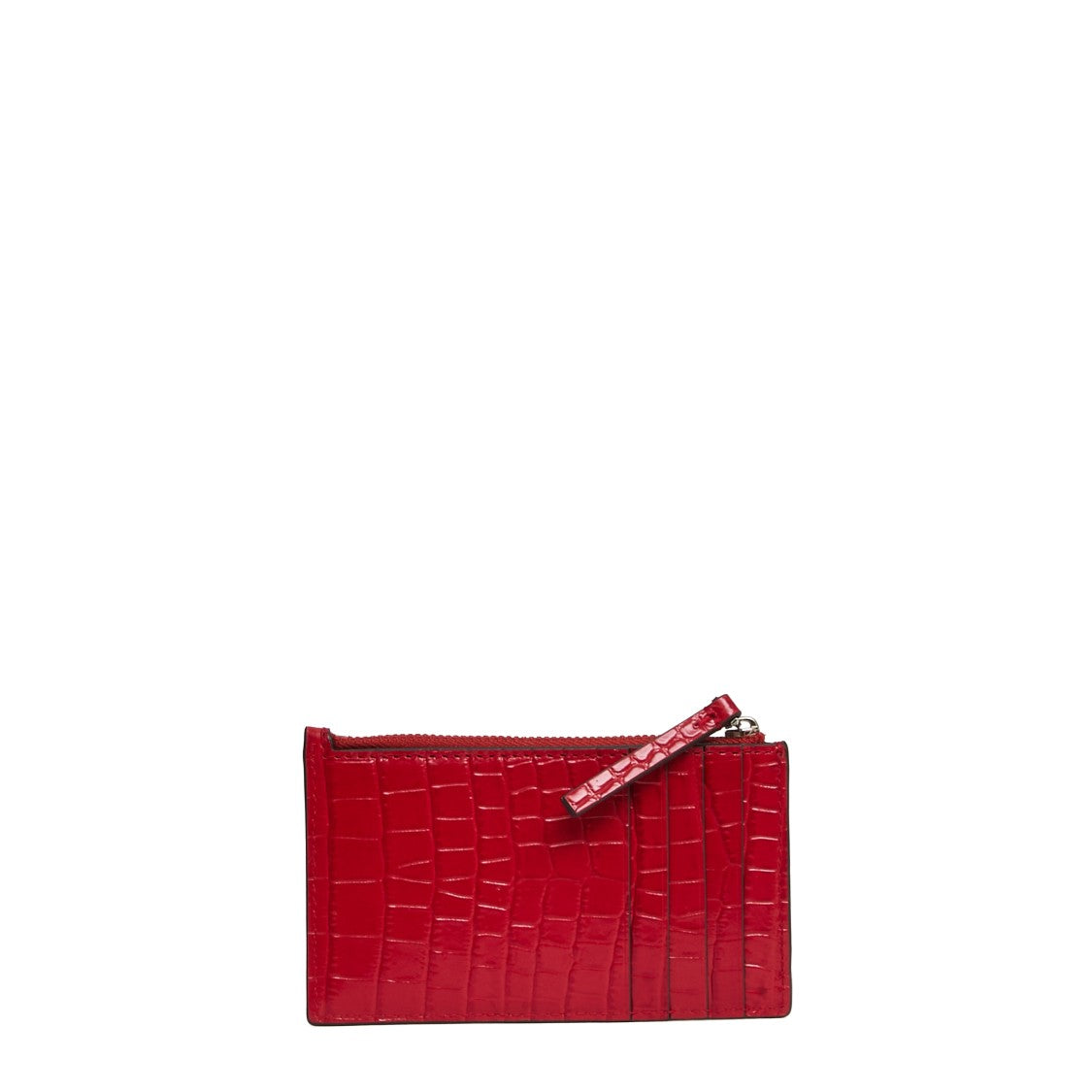 Tory Burch Kira Zip-Up Card Holder In Crocodile Effect