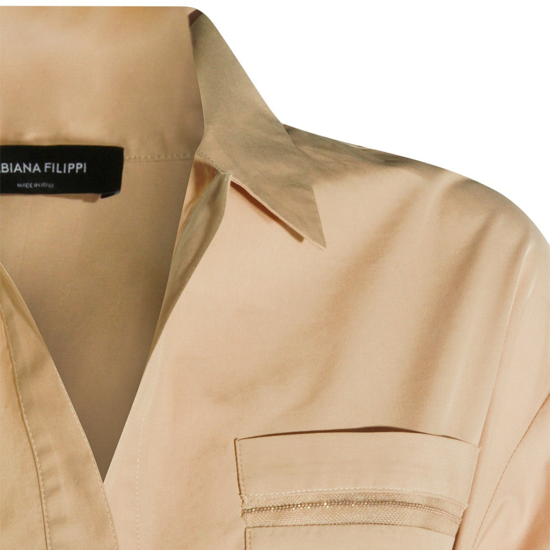 Fabiana Filippi Beige Cotton Midi Dress With Classic Collar And Matchy Belt