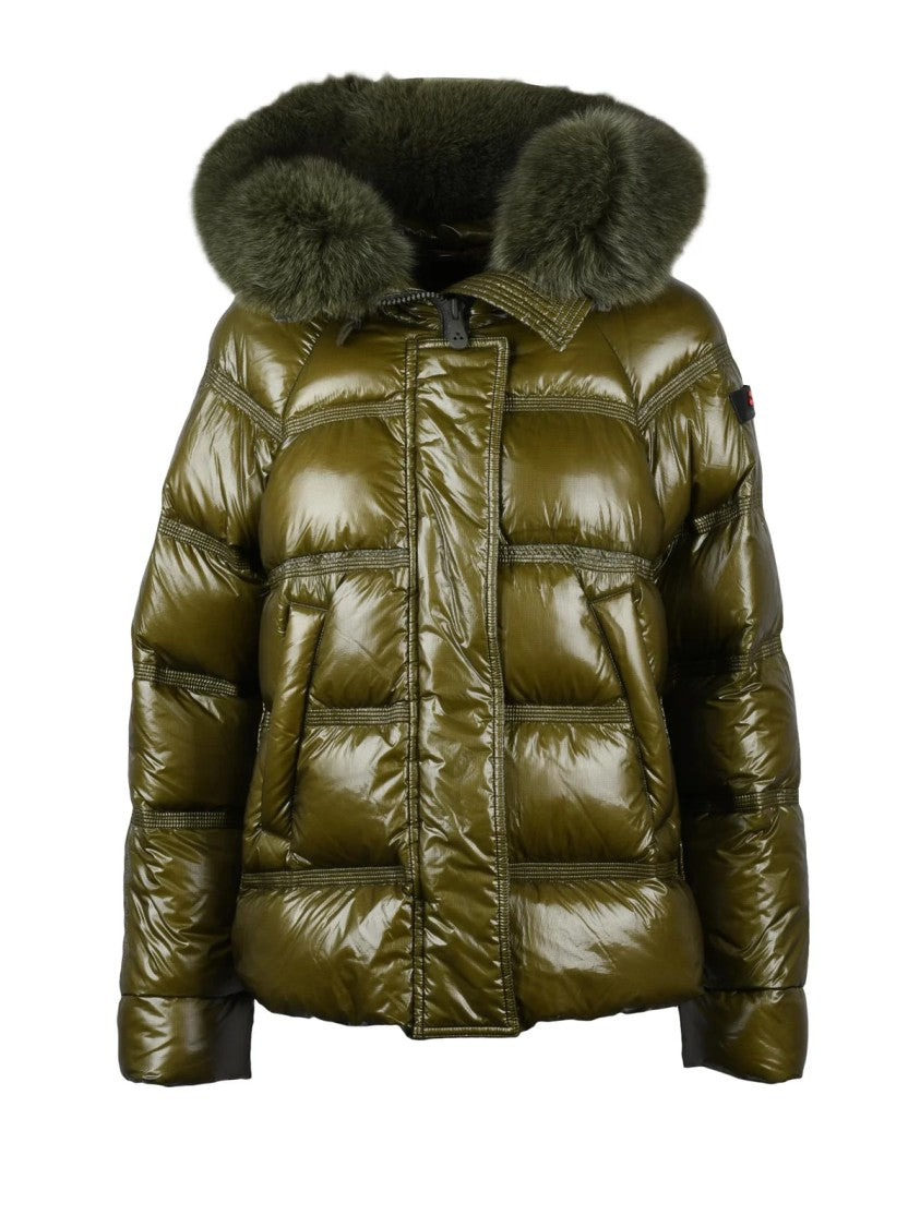 Peuterey Military Green Takan Fur-Trimmed Hooded Down Jacket