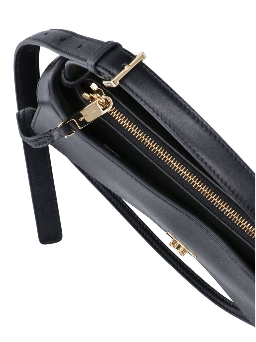 Ferragamo Black Cara Xs Calf Leather Shoulder Bag