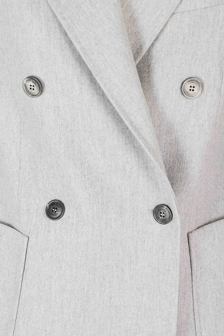 Eleventy Gray Double-Breasted Lapel Padded Shoulders Wool-Blend Blazer