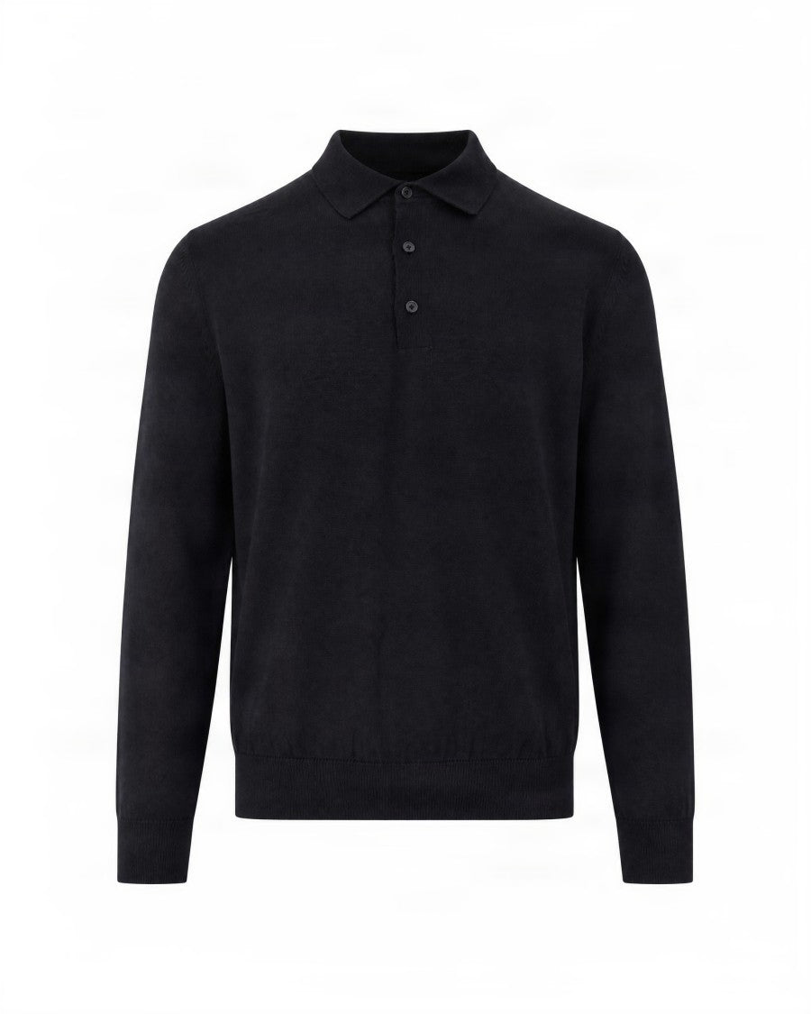 Boss Navy Knit Virgin Wool Polo Shirt