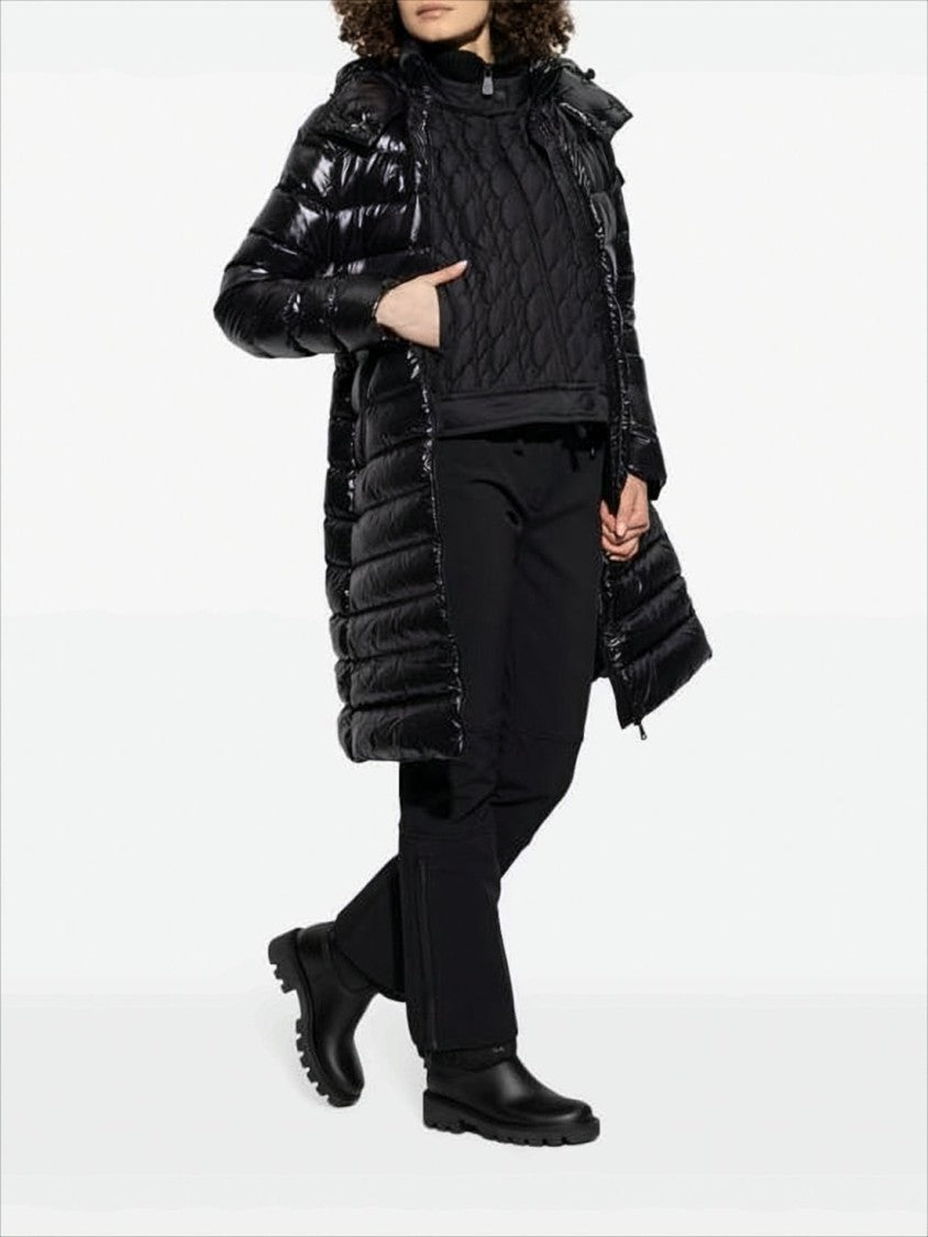 Moncler Quilted Nylon Front Panel Cardigan With Contrasting Knit Sleeves