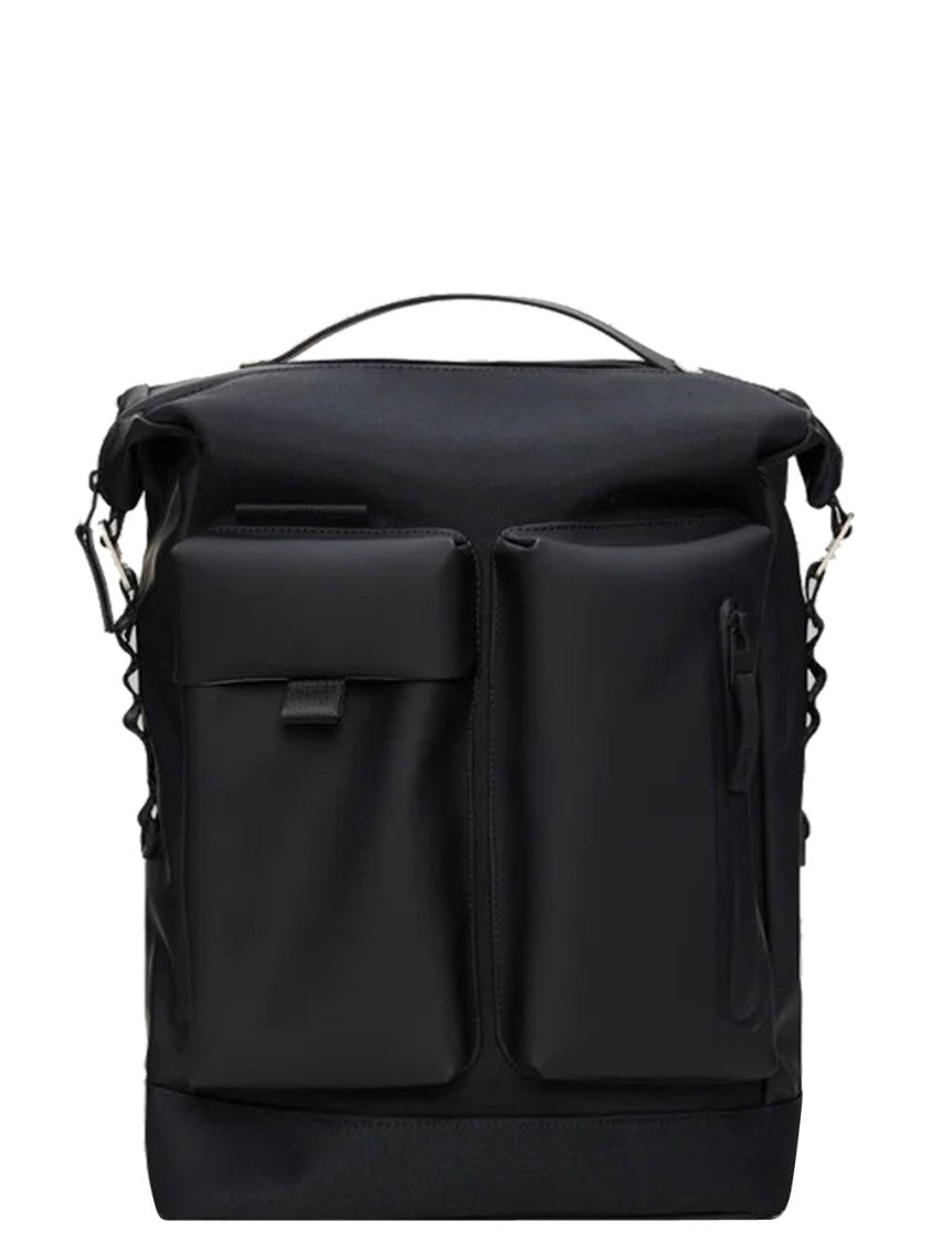 Rains Black Roll-Top Backpack