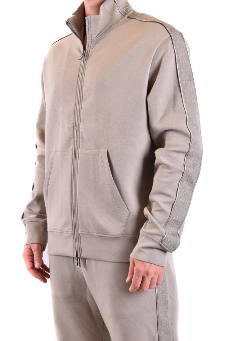 Emporio Armani Full-Zip Grey Sweatshirt High Collar Stripes