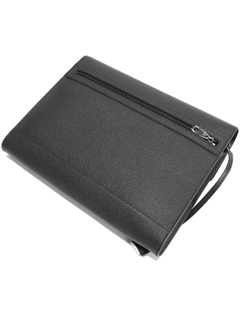 Dolce & Gabbana Black Rectangular Leather Metal Buckle Briefcase