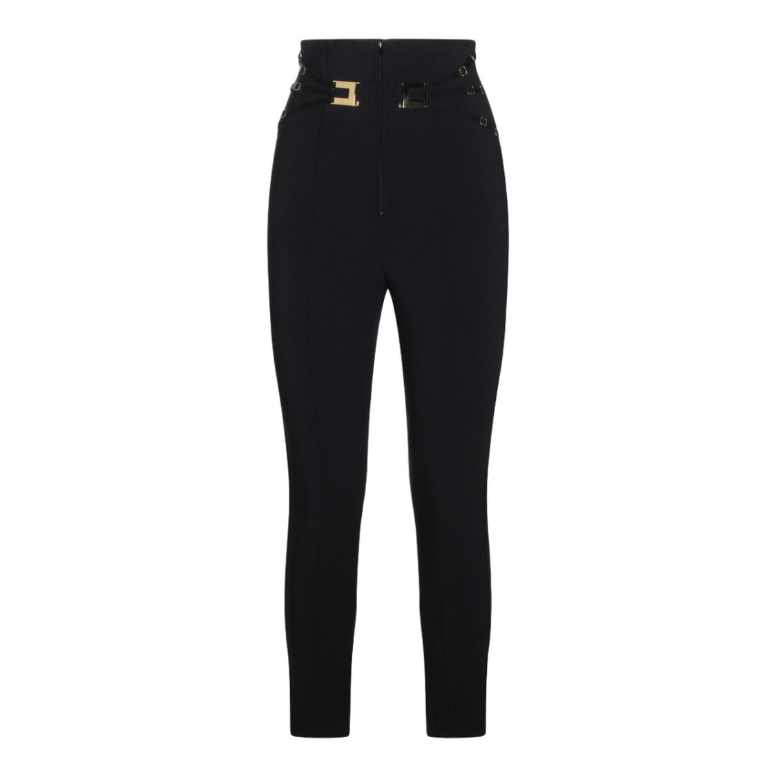 Elisabetta Franchi Tailored Black Trousers With Structured Waistband