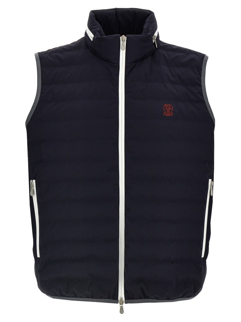 Brunello Cucinelli Padded Technical Fabric Waistcoat With Embroidered Logo