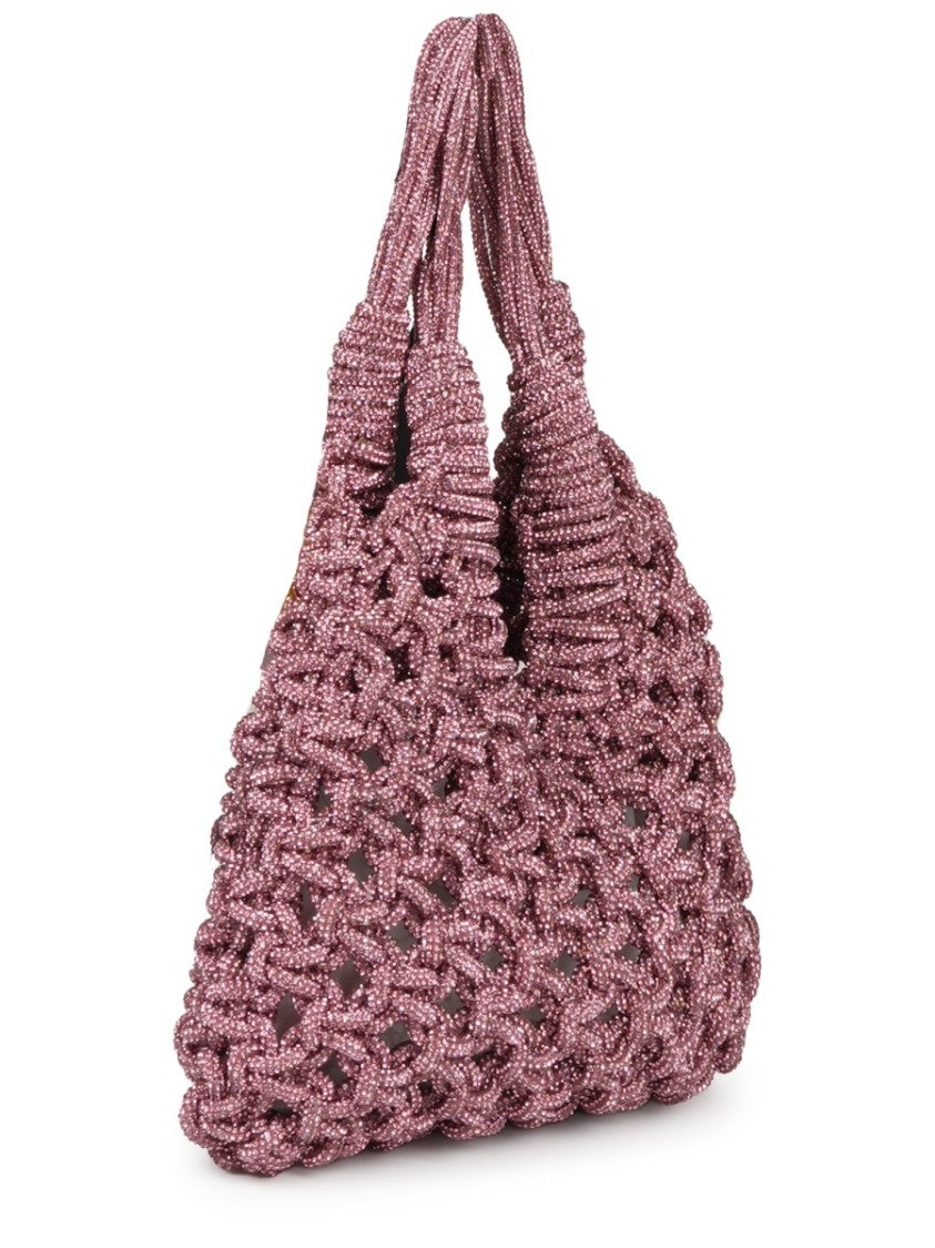 Hibourama Chunky Woven Pink Resin Shoulder Bag
