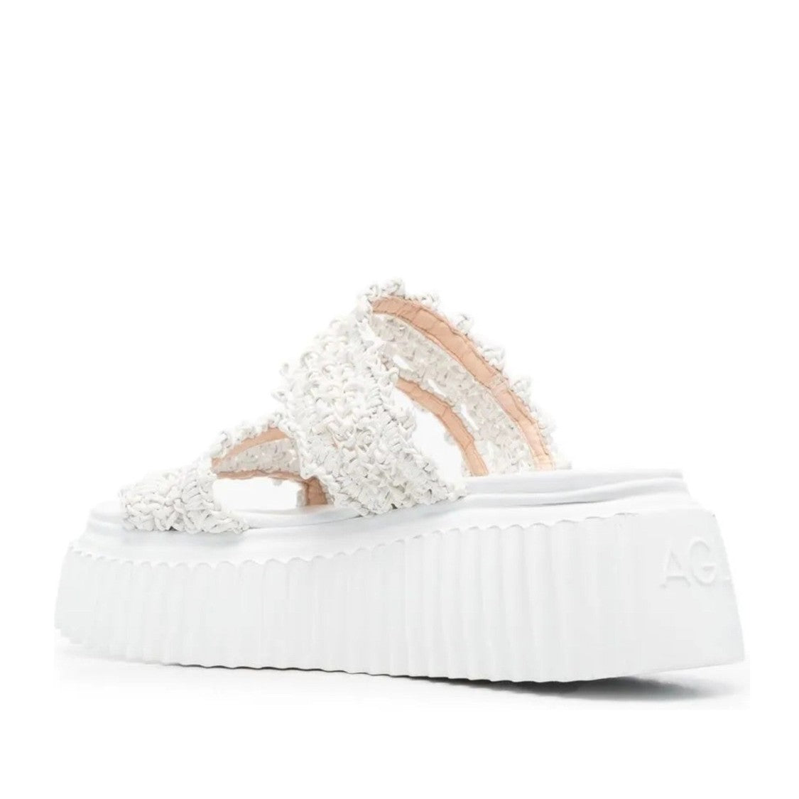 Agl White Lara Synthetic Platform Wedge Sandals