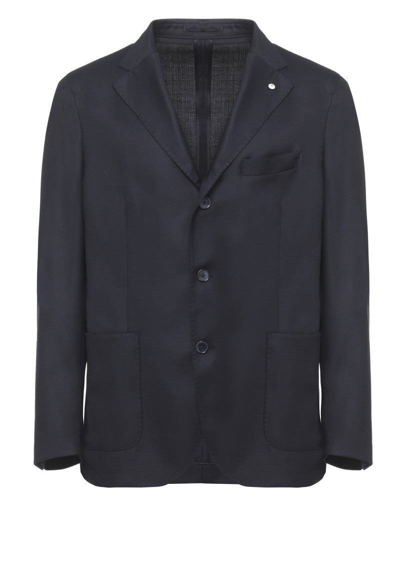 Lubiam Blue Classic Lapel Wool Blazer