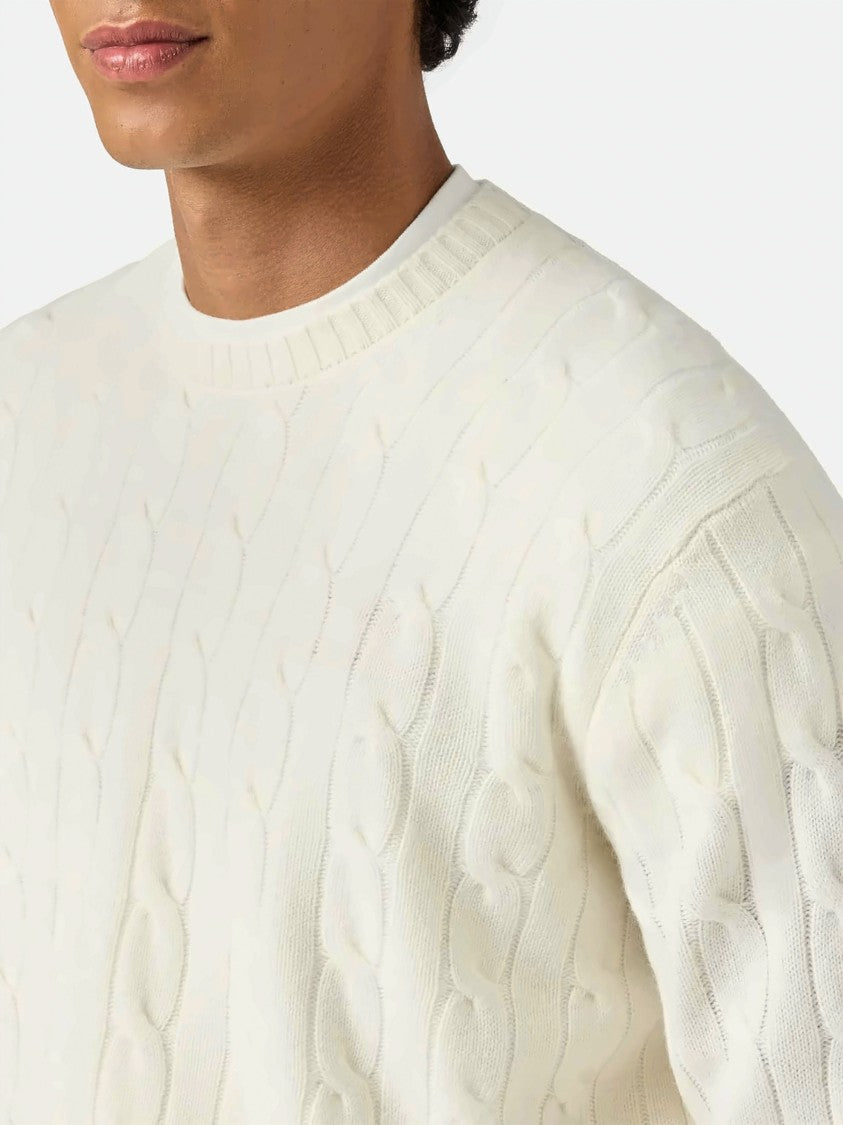 Mc2 Saint Barth White Regent Braid Wool Sweatshirt