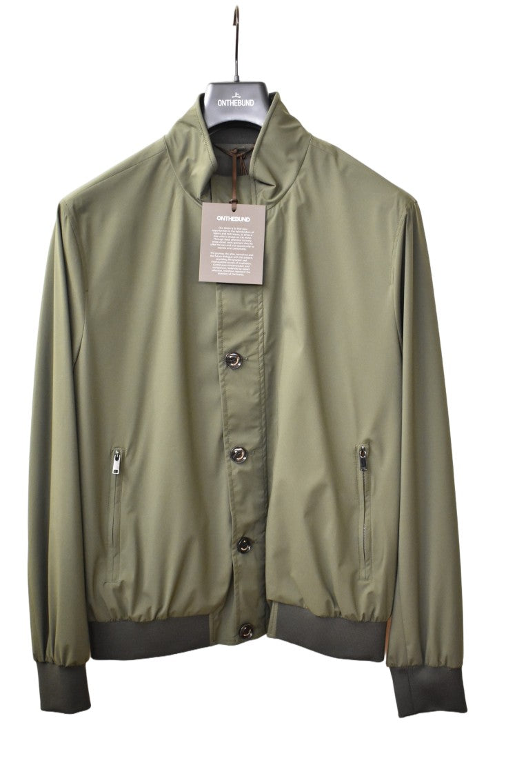 Onthebund Green Five-Button Lightweight Layering Bomber Jacket