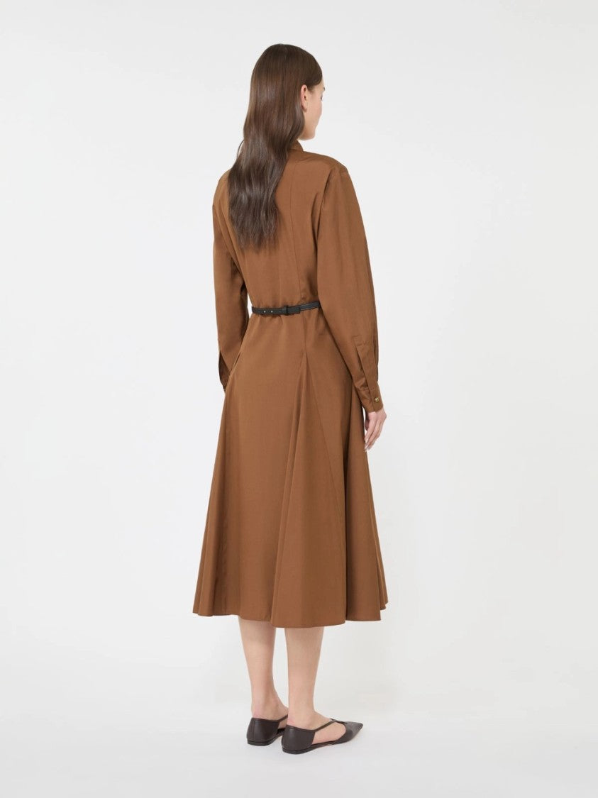 Max Mara Midi Dress With Flared Skirt And Braided Belt
