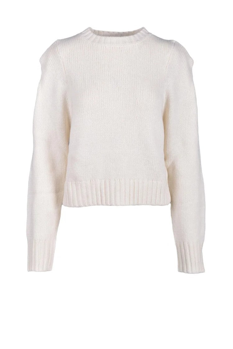 Weili Zheng White Crewneck Wool Sweater