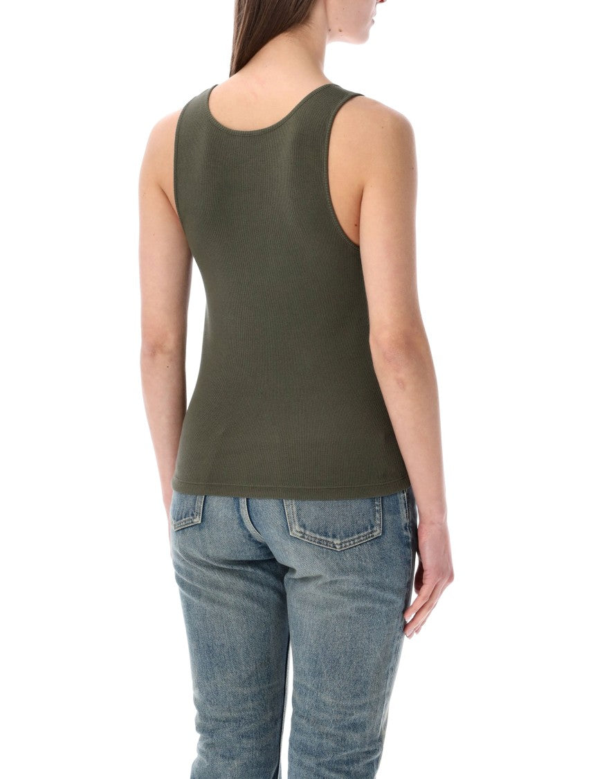 Saint Laurent Cassandre Ribbed Cotton Tank