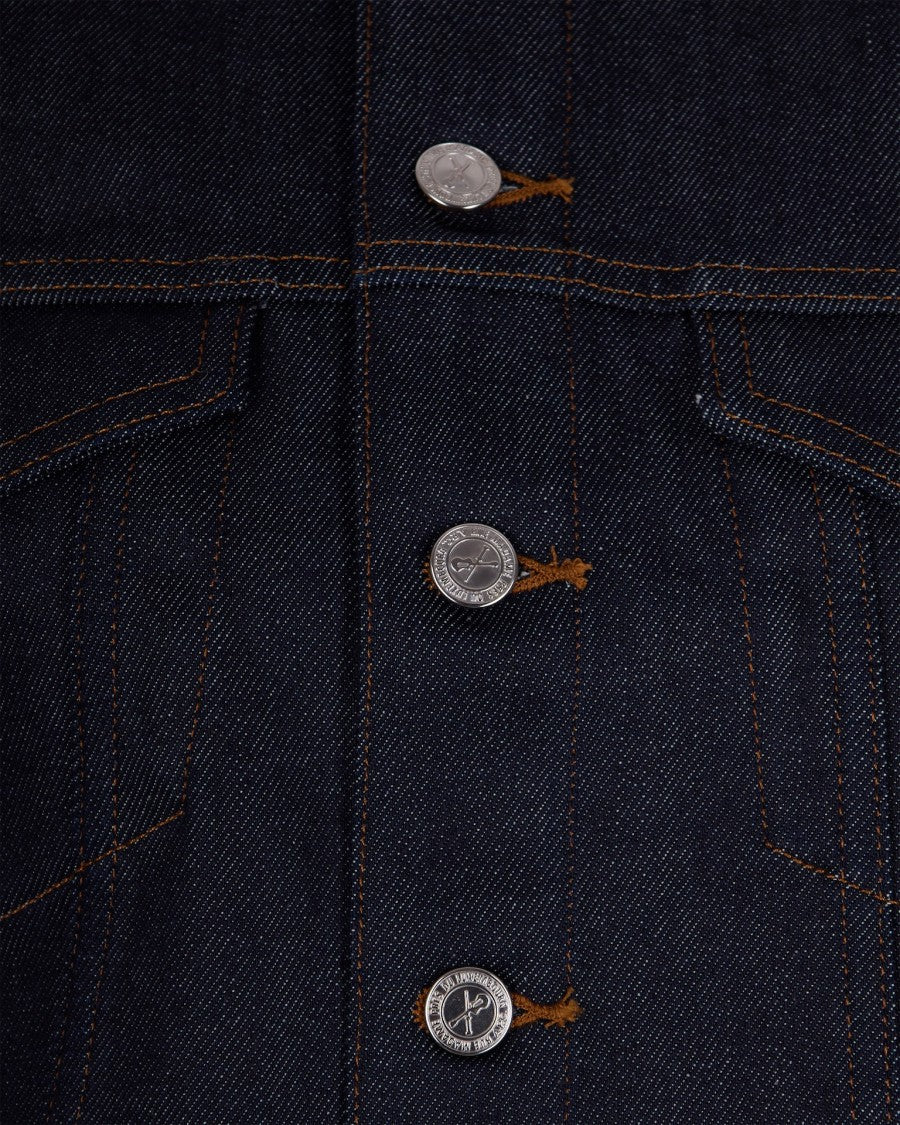 A.P.C. Short Indigo Denim Jacket With Tobacco Stitching