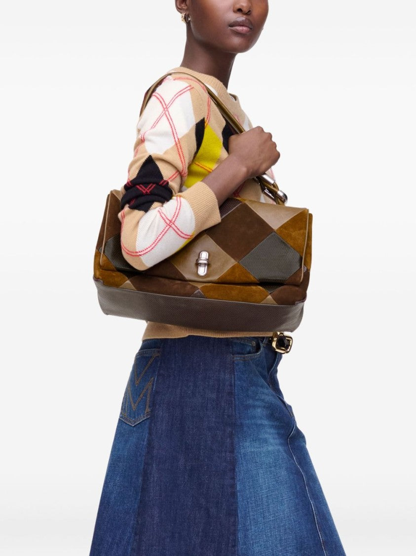 Marc Jacobs Patchwork Shoulder Bag In Rich Brown Calf Leather
