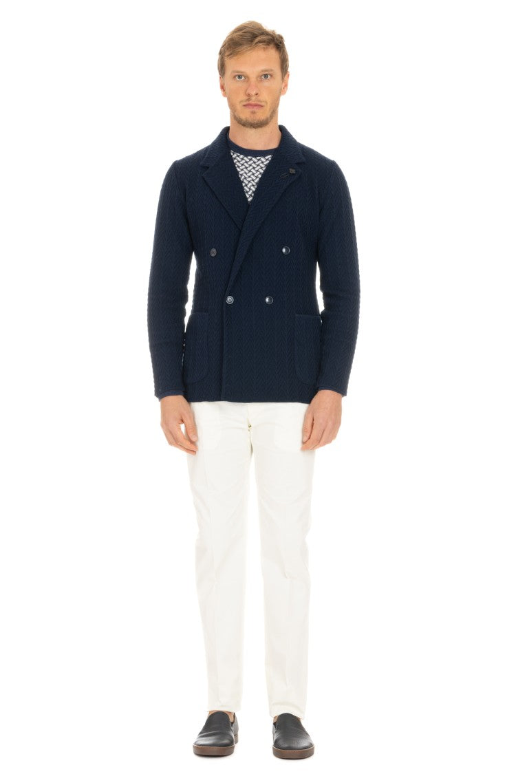 Lardini Double-Breasted Textured Fabric Blazer