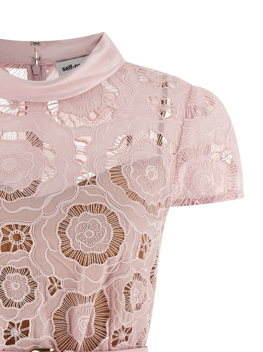 Self-Portrait 'Pink Floral Lace Mini' Dress