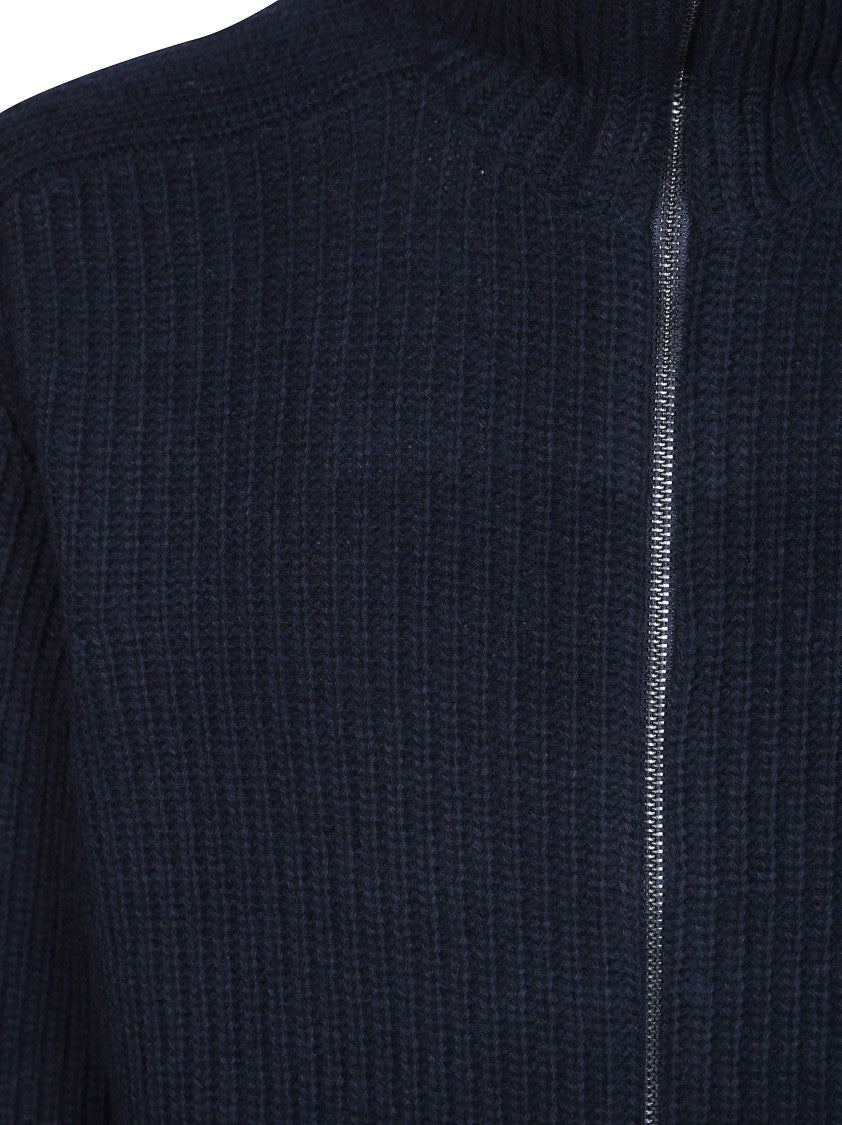 Tagliatore Ribbed Knit High-Collar Zip-Through Knit