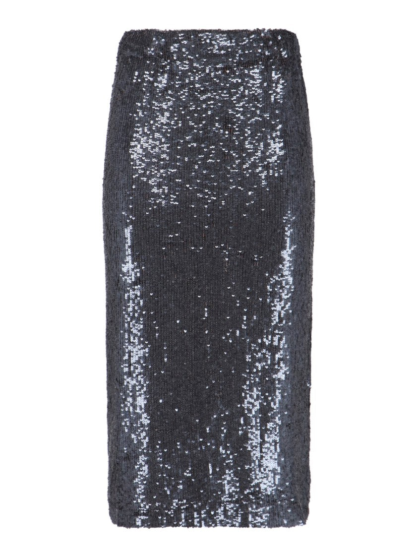 Parosh Straight Silhouette Black Sequin Midi Skirt